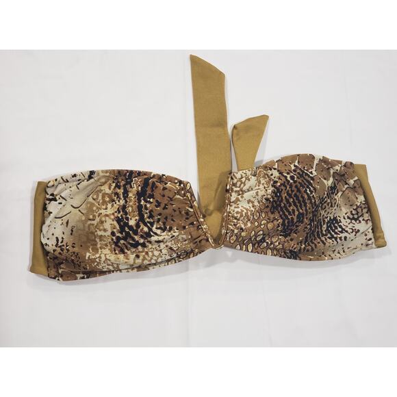 AVA Brown Snake Animal Prink Strapless Bikini Swimsuit - Size Large - Picture 2 of 6